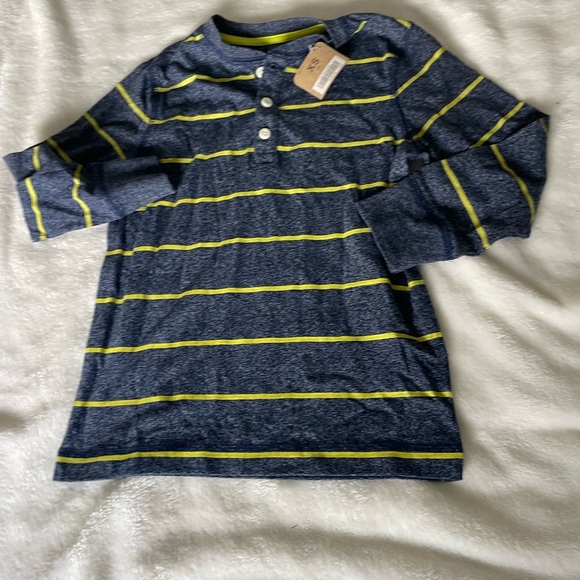 Crazy 8 Navy and Yellow Striped Long Sleeve Henley - Picture 4 of 7